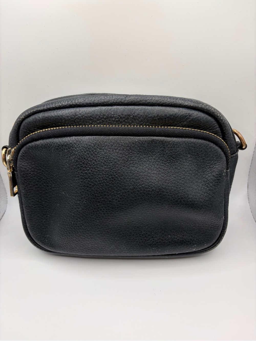 Pom Pom London Original Black Pebbled Leather Crossbody Bag